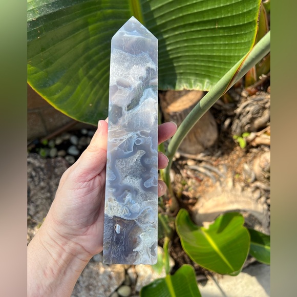 Moss Agate Crystal Tower - Picture 2 of 11